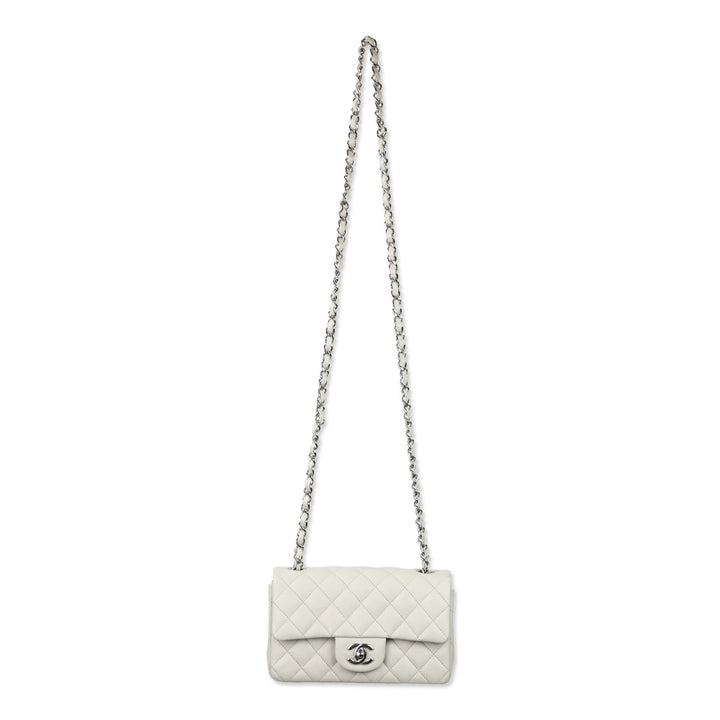 Chanel White Cavier Quilted Leather Mini Flapbag