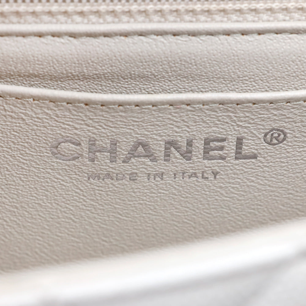 Chanel White Cavier Quilted Leather Mini Flapbag