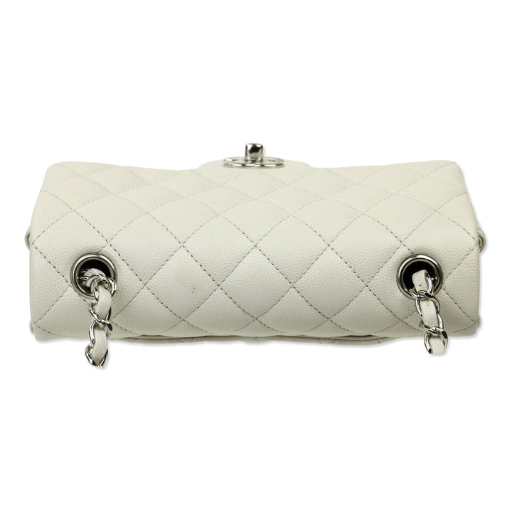 Chanel White Cavier Quilted Leather Mini Flapbag
