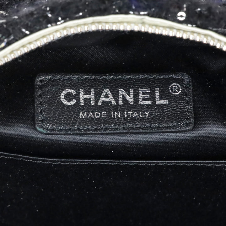 Chanel White Quilted Nylon & Black Tweed Small Backpack