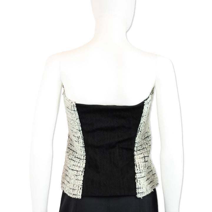 Chanel White Tweed Sleeveless Bustier Top