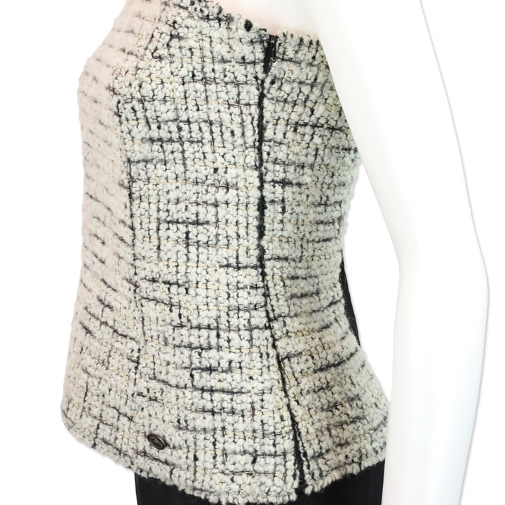 Chanel White Tweed Sleeveless Bustier Top