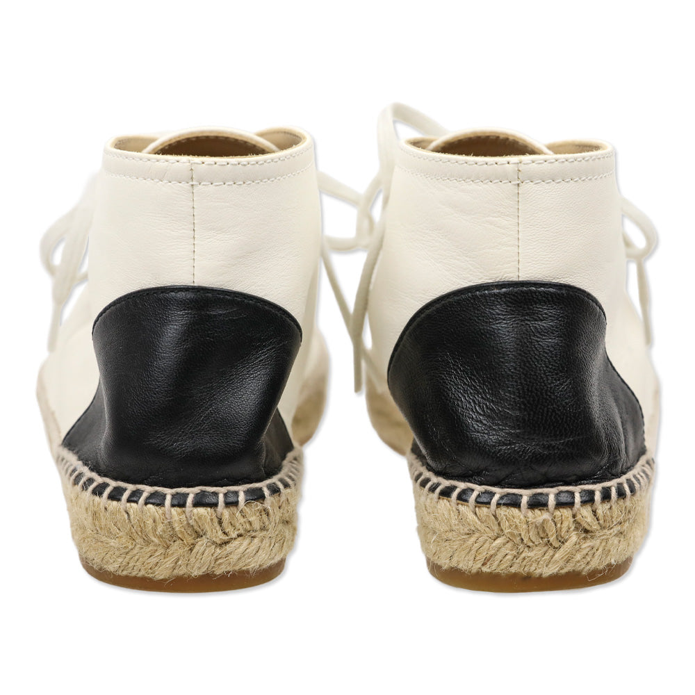 Chanel White/Black Lambskin High Top Espadrille Sneakers