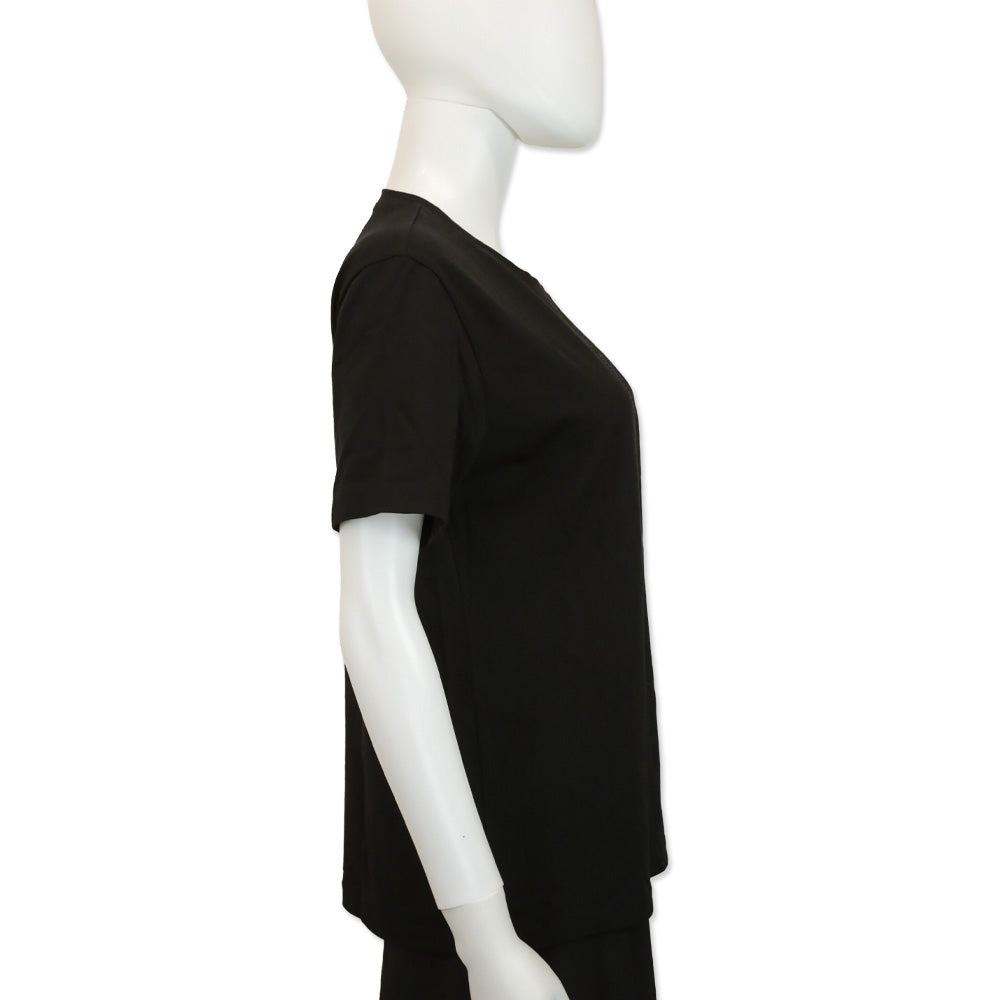 Chanel Black Cotton Rhinestone CC Logo T-Shirt