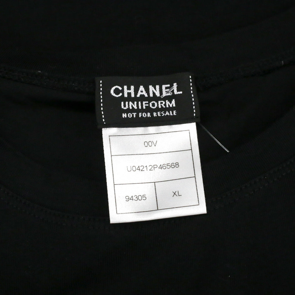 Chanel Black Cotton Rhinestone CC Logo T-Shirt