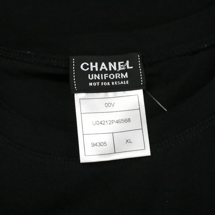 Chanel Black Cotton Rhinestone CC Logo T-Shirt
