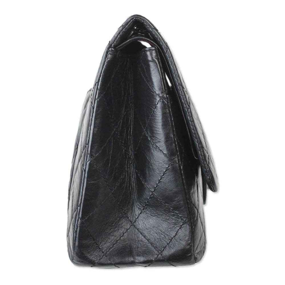 Chanel Black Quilted Aged Calfskin Leather Reissue 2.55 Double Flap Bag