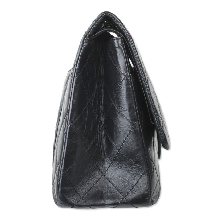 Chanel Black Quilted Aged Calfskin Leather Reissue 2.55 Double Flap Bag