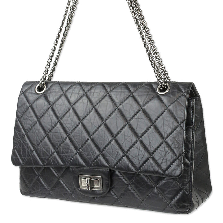 Chanel Black Quilted Aged Calfskin Leather Reissue 2.55 Double Flap Bag