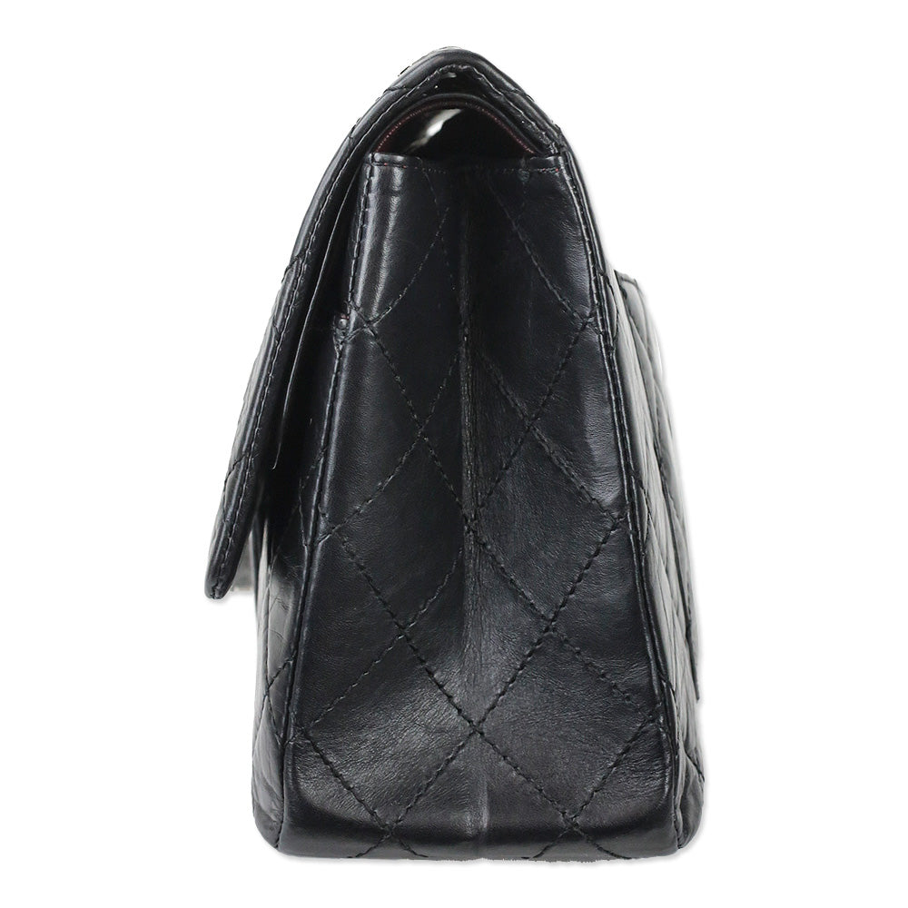 Chanel Black Quilted Aged Calfskin Leather Reissue 2.55 Double Flap Bag