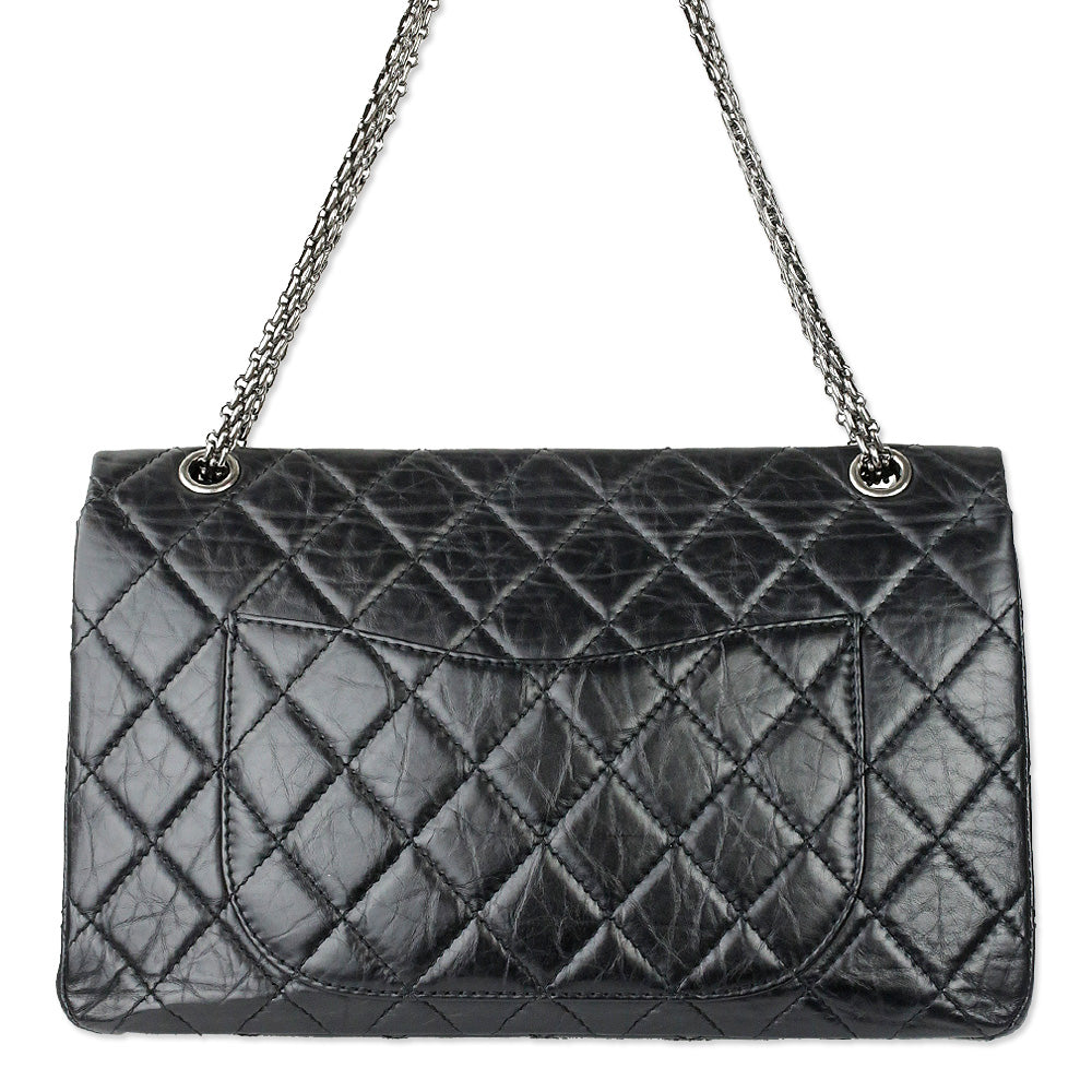 Chanel Black Quilted Aged Calfskin Leather Reissue 2.55 Double Flap Bag
