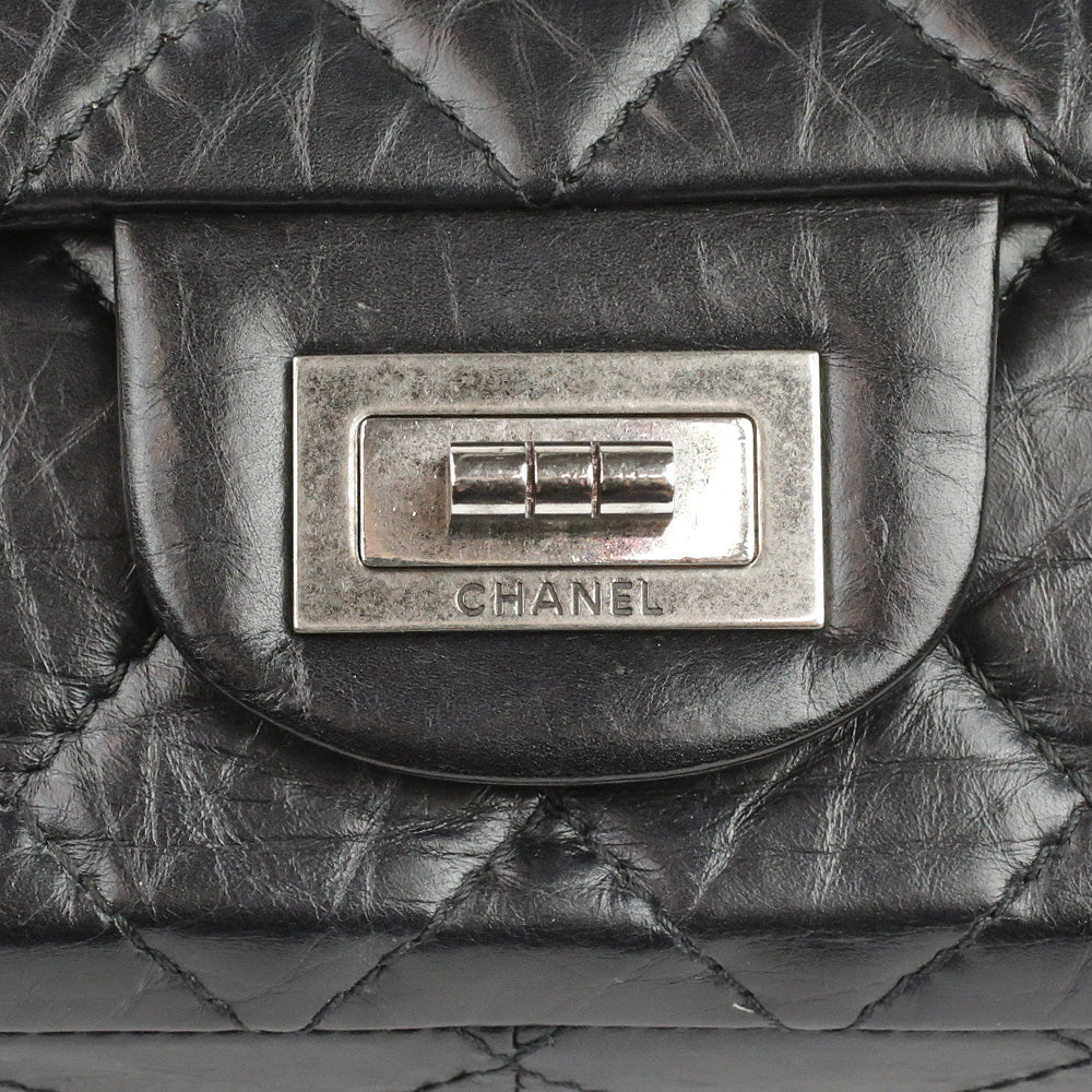 Chanel Black Quilted Aged Calfskin Leather Reissue 2.55 Double Flap Bag