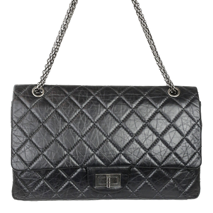 Chanel Black Quilted Aged Calfskin Leather Reissue 2.55 Double Flap Bag