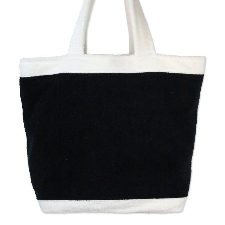 Chanel Black/White Terry Cotton CC Beach Tote with Pouch