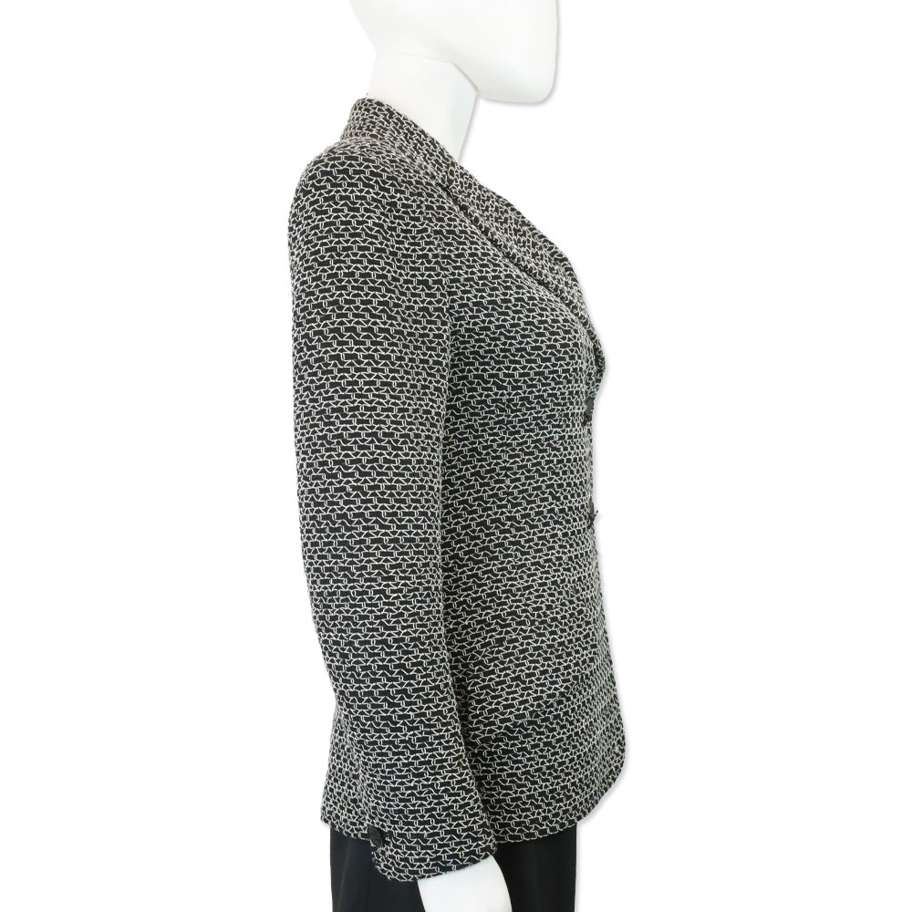 Chanel Black/White Woven Tweed Double-Breasted Blazer