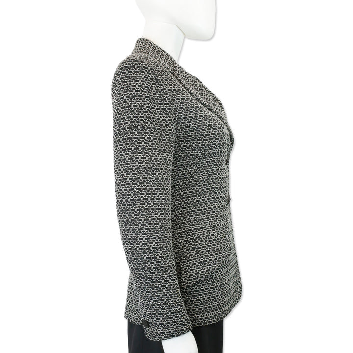 Chanel Black/White Woven Tweed Double-Breasted Blazer