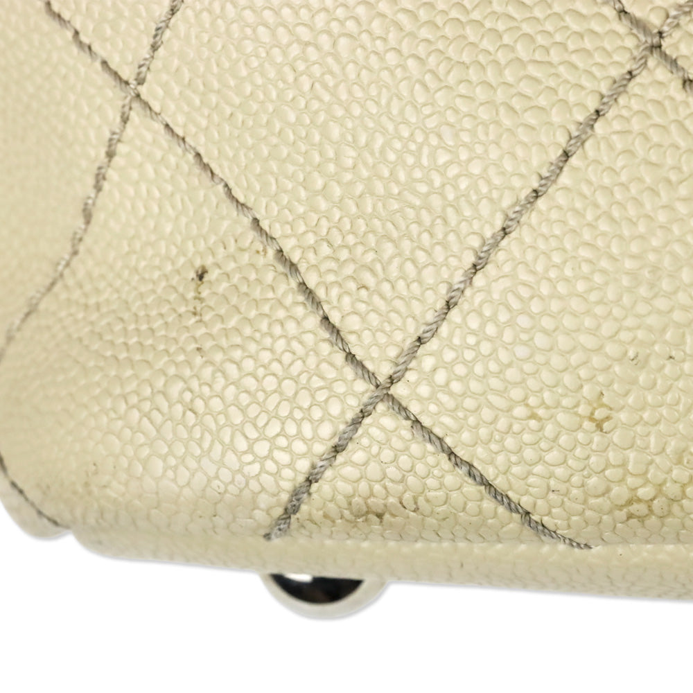 Chanel Cream Quilted Caviar Leather Fever Tote