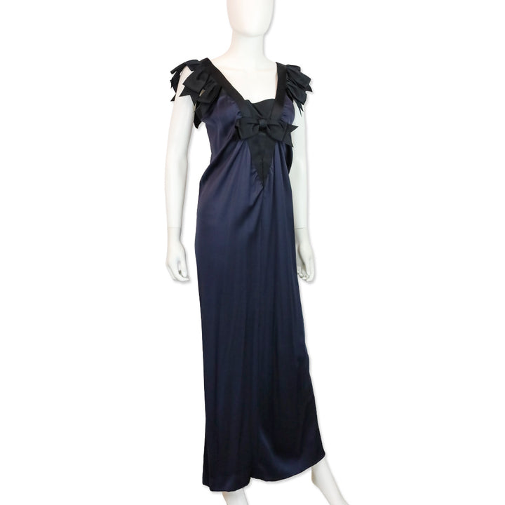 Chanel Cruise 2009 Navy Blue/Black Silk Bow Dress