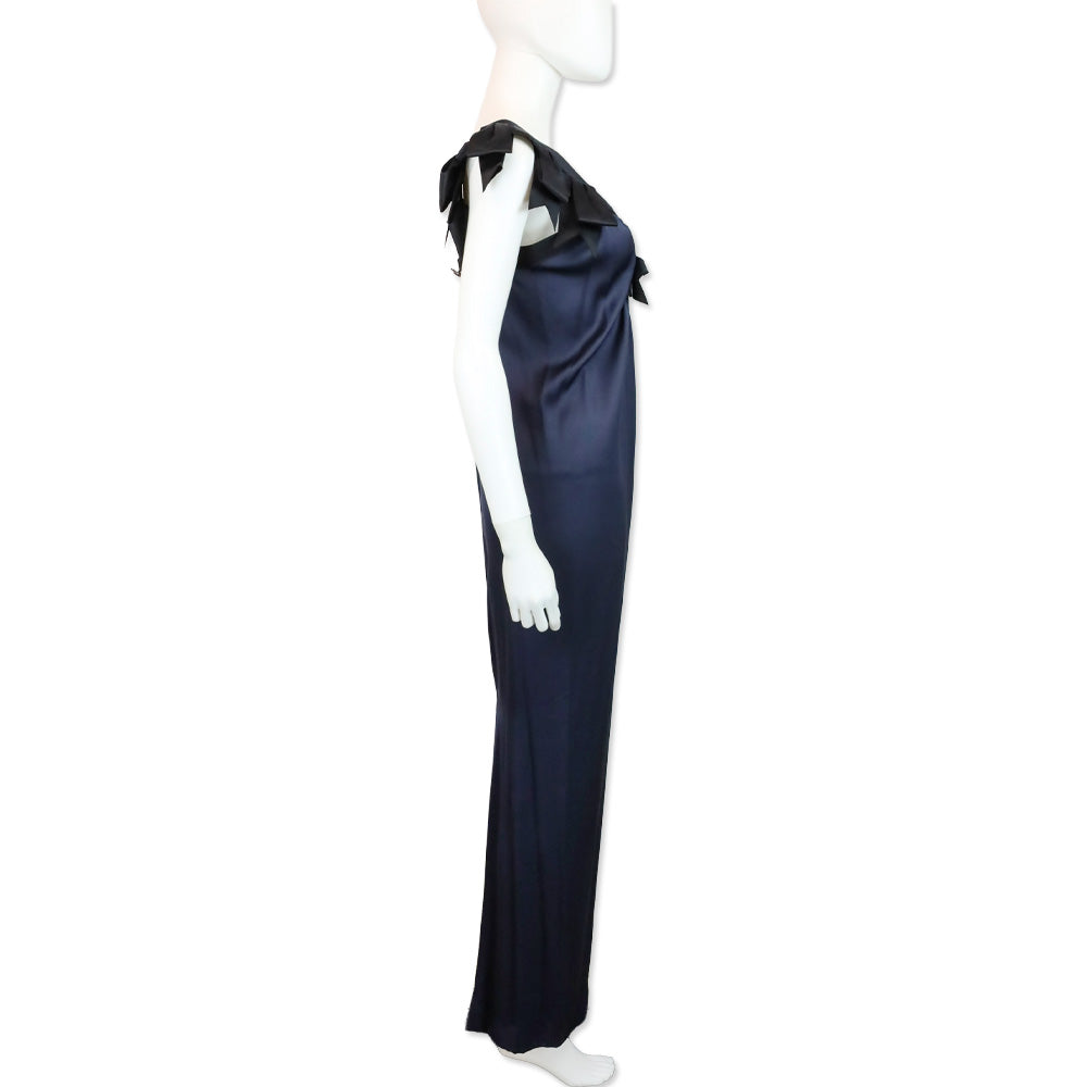 Chanel Cruise 2009 Navy Blue/Black Silk Bow Dress