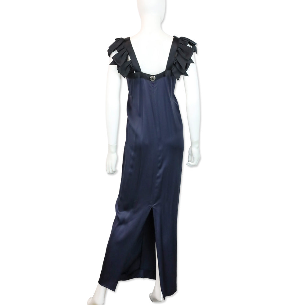 Chanel Cruise 2009 Navy Blue/Black Silk Bow Dress