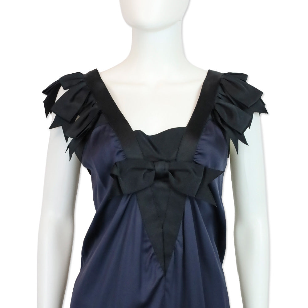 Chanel Cruise 2009 Navy Blue/Black Silk Bow Dress