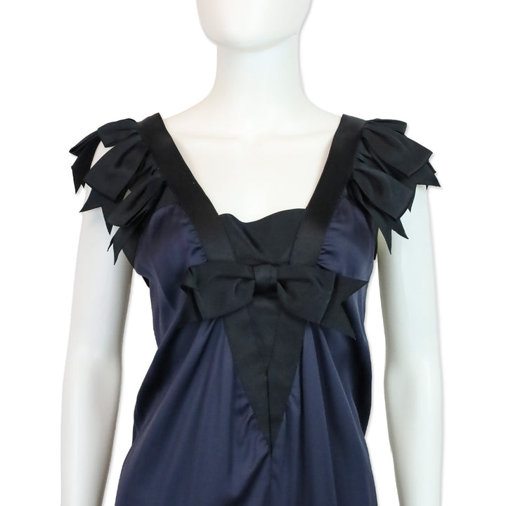 Chanel Cruise 2009 Navy Blue/Black Silk Bow Dress