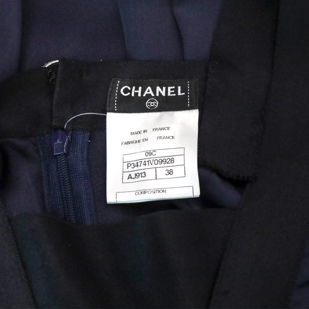 Chanel Cruise 2009 Navy Blue/Black Silk Bow Dress