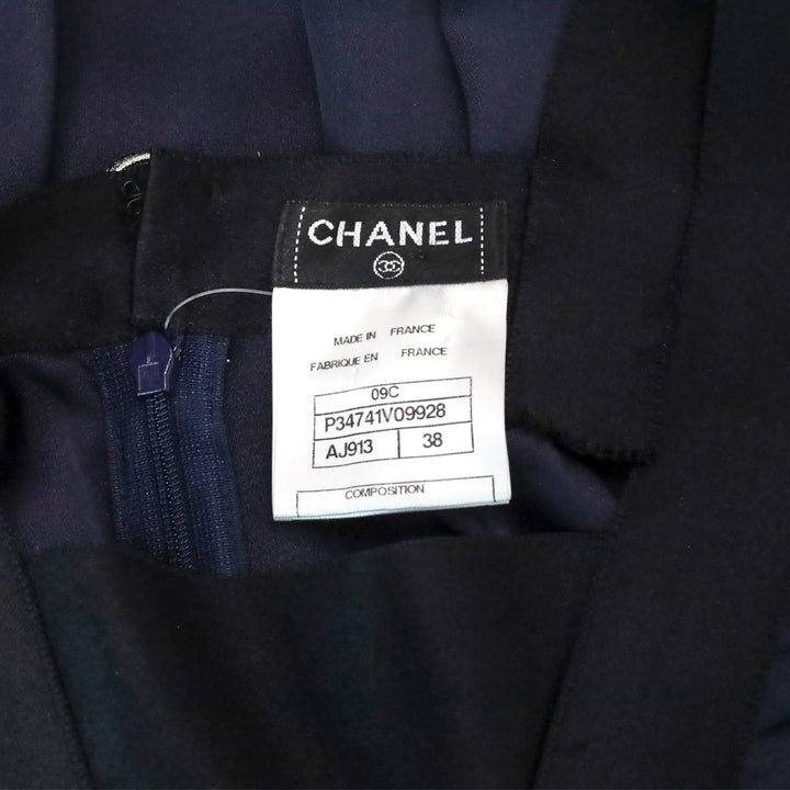 Chanel Cruise 2009 Navy Blue/Black Silk Bow Dress