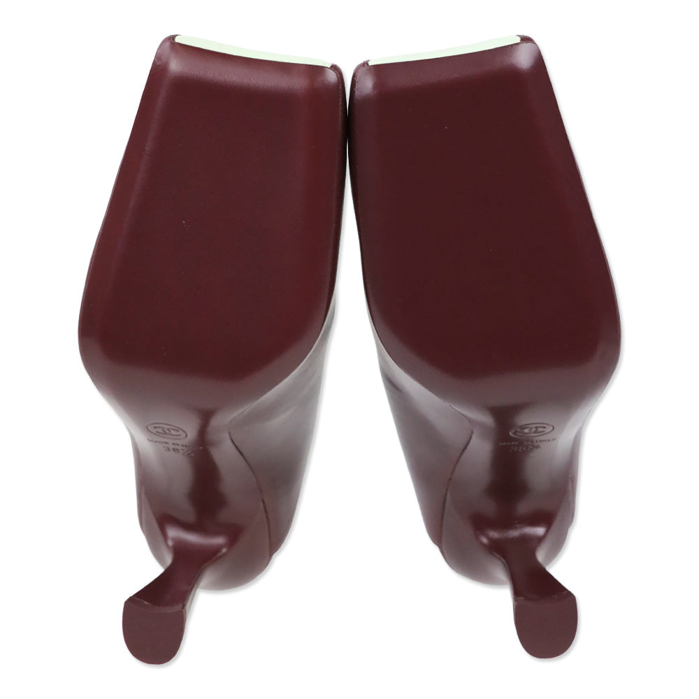 Chanel FW 2026 Dark Burgundy & Light Green Lambskin Mules