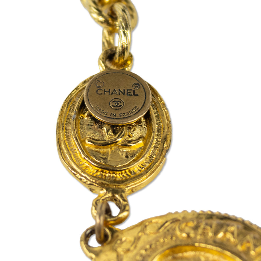 Chanel Gold Oval CC Medallion Short Necklace