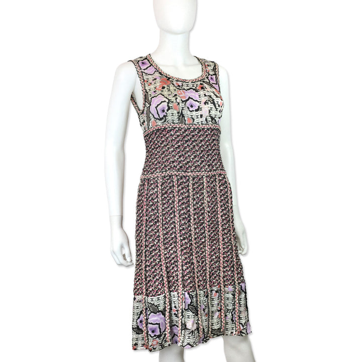 Chanel S/S 2004 CC Logo Tweed Sleeveless Midi Dress