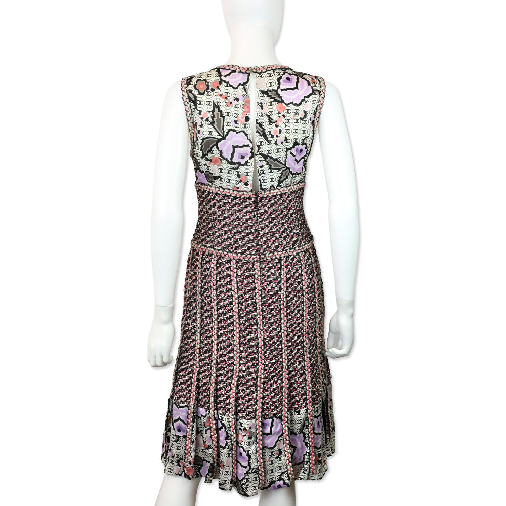 Chanel S/S 2004 CC Logo Tweed Sleeveless Midi Dress