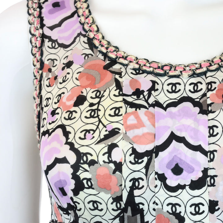 Chanel S/S 2004 CC Logo Tweed Sleeveless Midi Dress