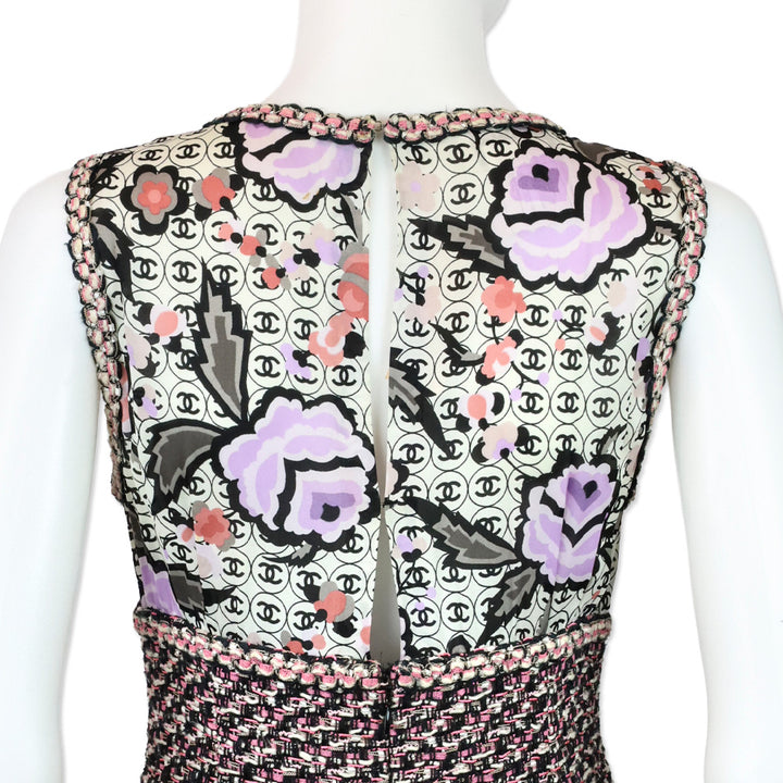 Chanel S/S 2004 CC Logo Tweed Sleeveless Midi Dress