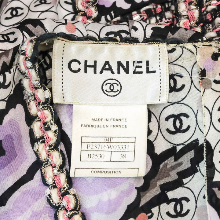 Chanel S/S 2004 CC Logo Tweed Sleeveless Midi Dress