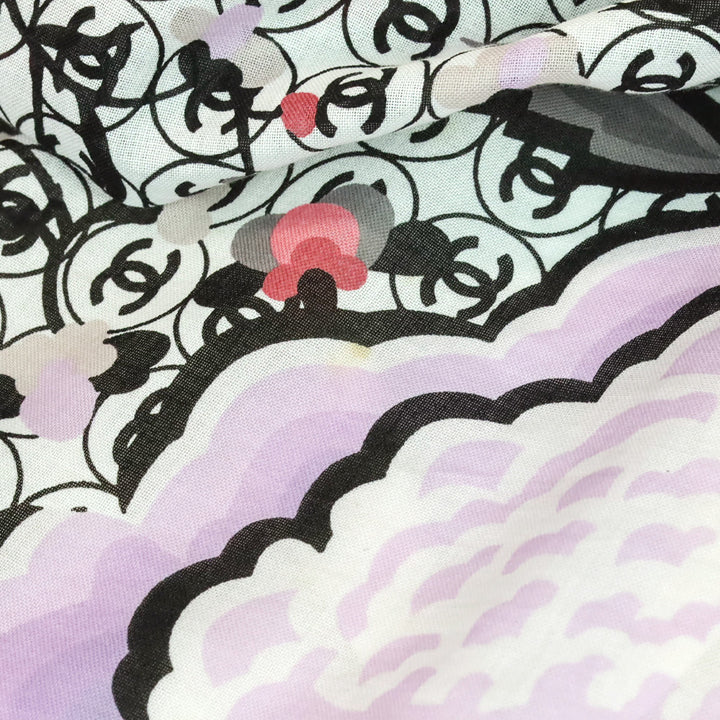 Chanel S/S 2004 Pink Floral CC Logo Cotton Shawl