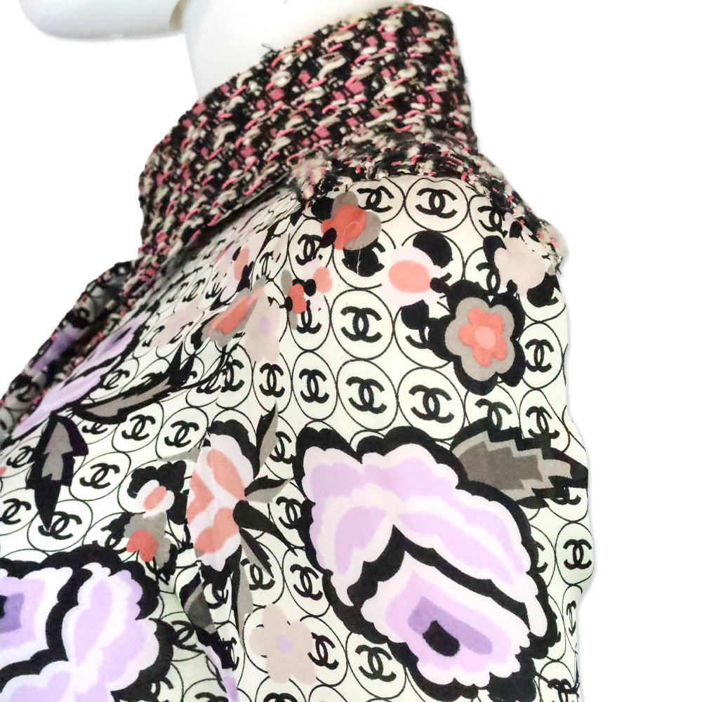 Chanel Spring 2004 CC Logo Tweed Button Up Blouse