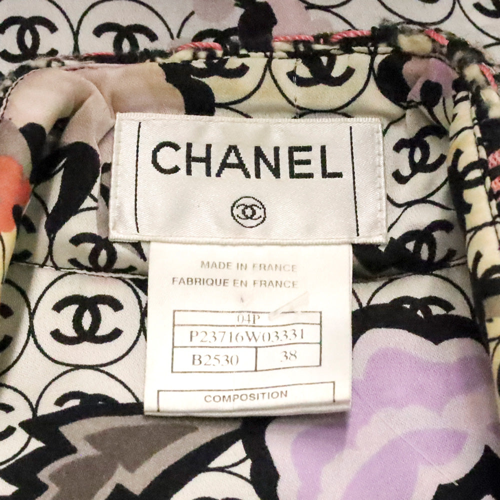 Chanel Spring 2004 CC Logo Tweed Button Up Blouse