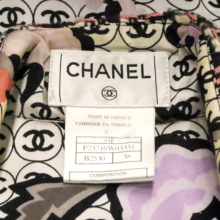 Chanel Spring 2004 CC Logo Tweed Button Up Blouse