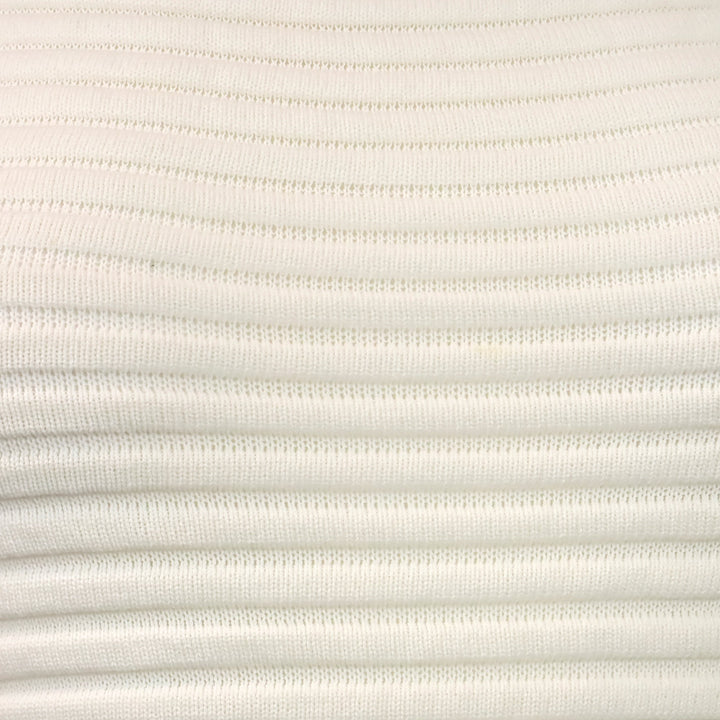 Chanel Spring 2009 White Ribbed Knit Cotton-Blend Off-The-Shoulder Sweater Dress