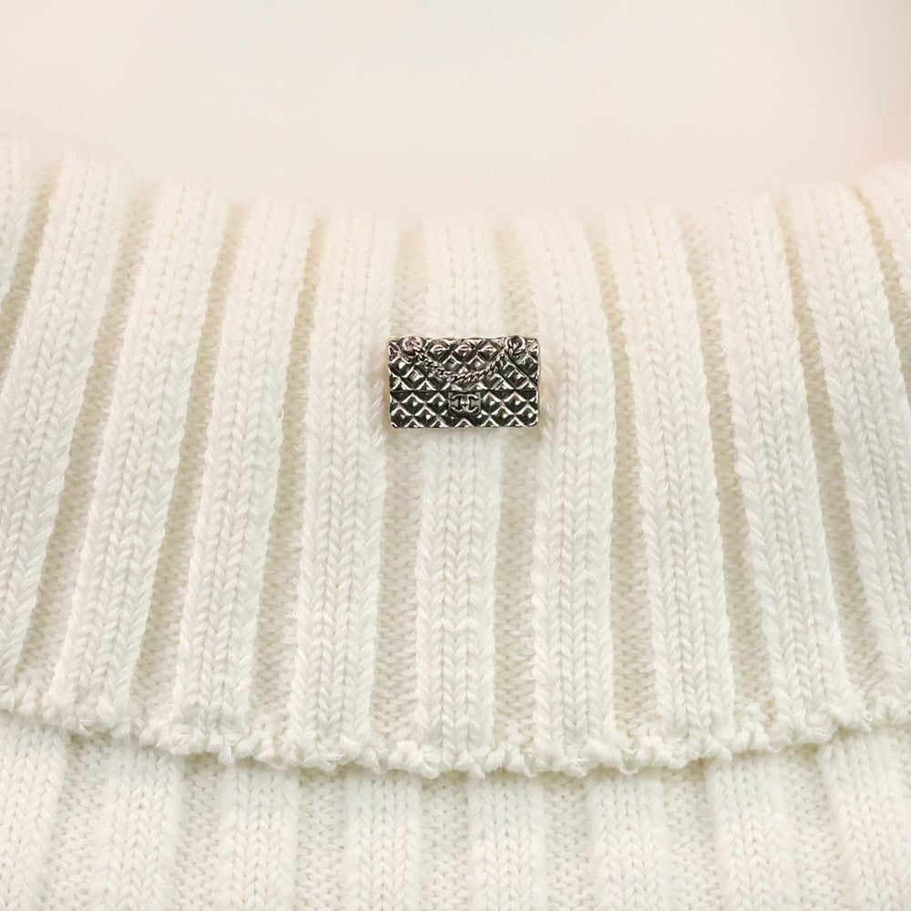 Chanel Spring 2009 White Ribbed Knit Cotton-Blend Off-The-Shoulder Sweater Dress