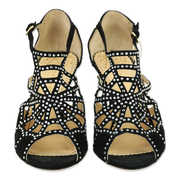 Charlotte Olympia Black Suede Lotte Sandals