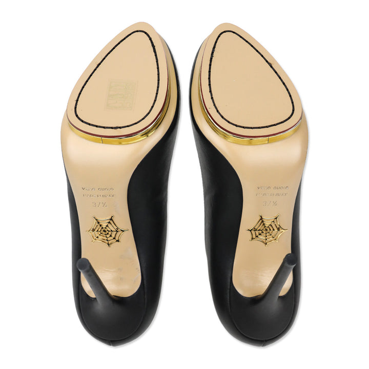 Charlotte Olympia Dotty 125 Black/Gold Leather Platform Pump