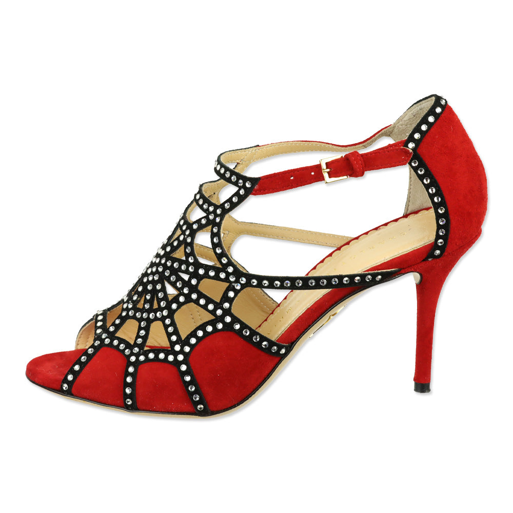 Charlotte Olympia Red Suede Lotte Sandals