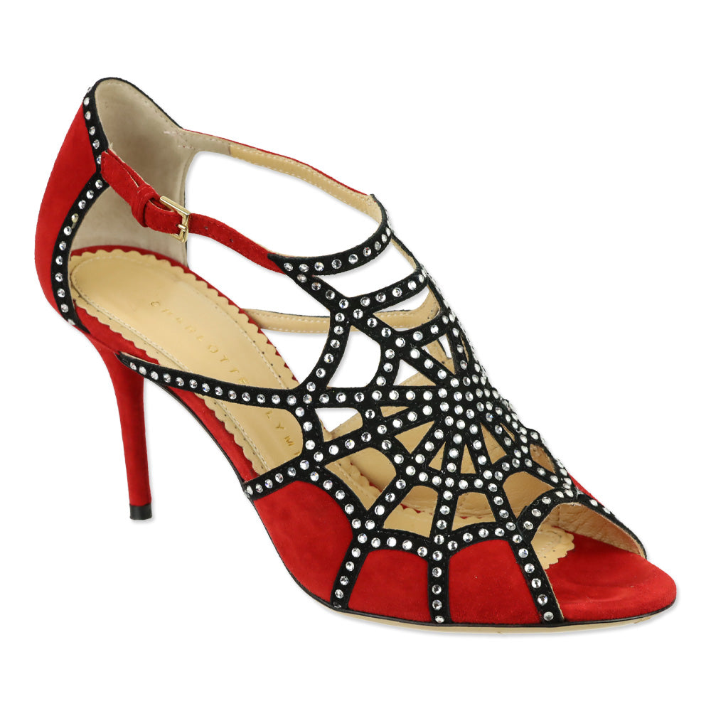 Charlotte Olympia Red Suede Lotte Sandals