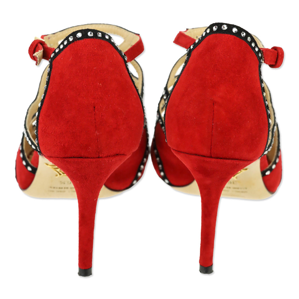 Charlotte Olympia Red Suede Lotte Sandals