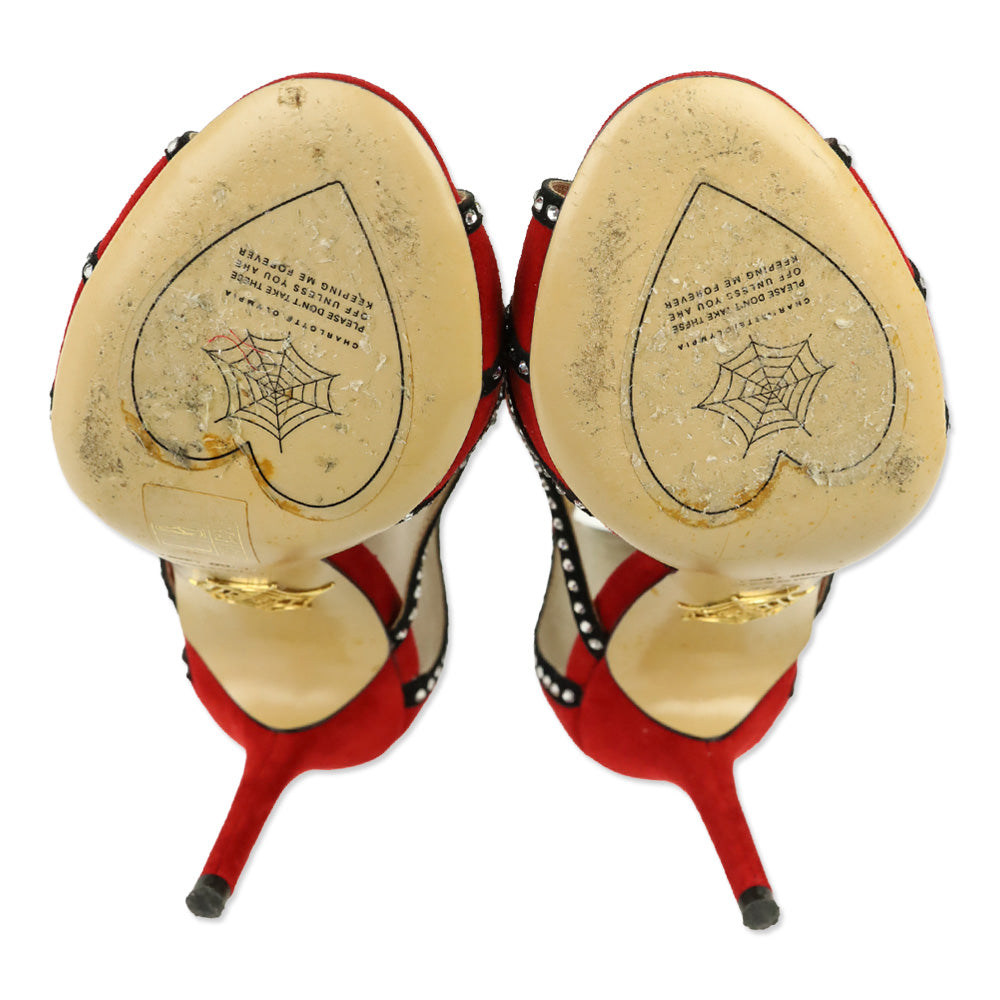 Charlotte Olympia Red Suede Lotte Sandals