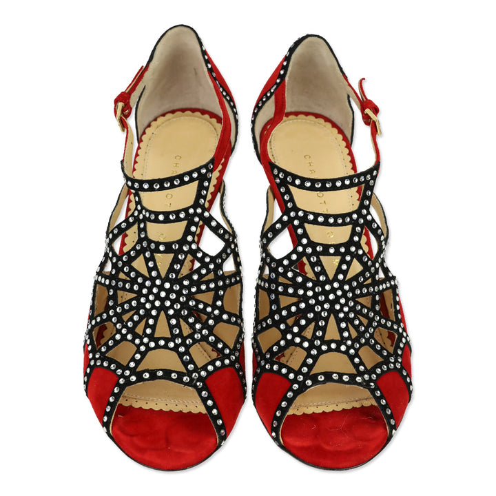 Charlotte Olympia Red Suede Lotte Sandals