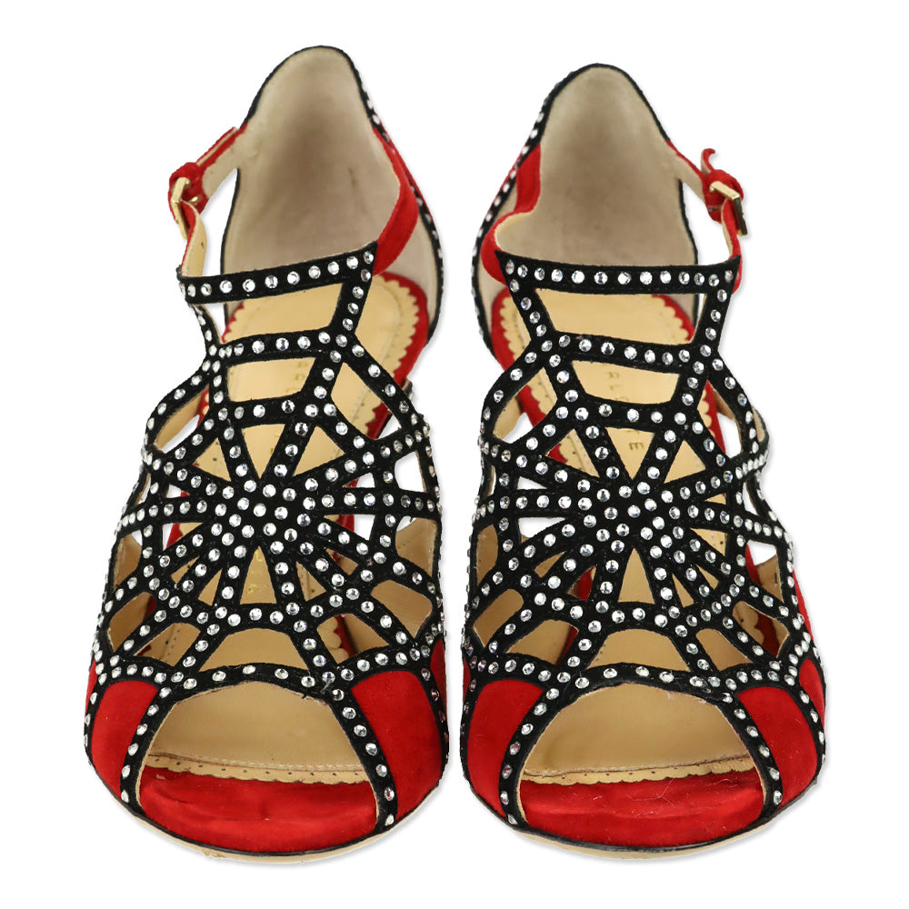 Charlotte Olympia Red Suede Lotte Sandals