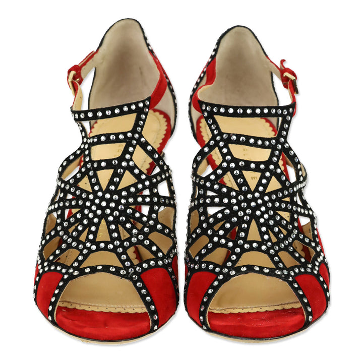 Charlotte Olympia Red Suede Lotte Sandals